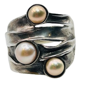 HG Israel Sterling Pearl Ring. Size 10