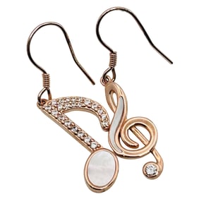 Sterling Mother Of Pearl Music Note Hook Back Earrings