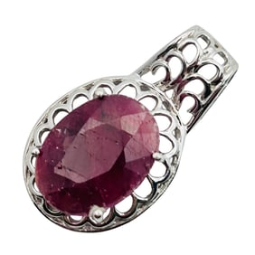 GO Sterling Ruby Oval Pendant