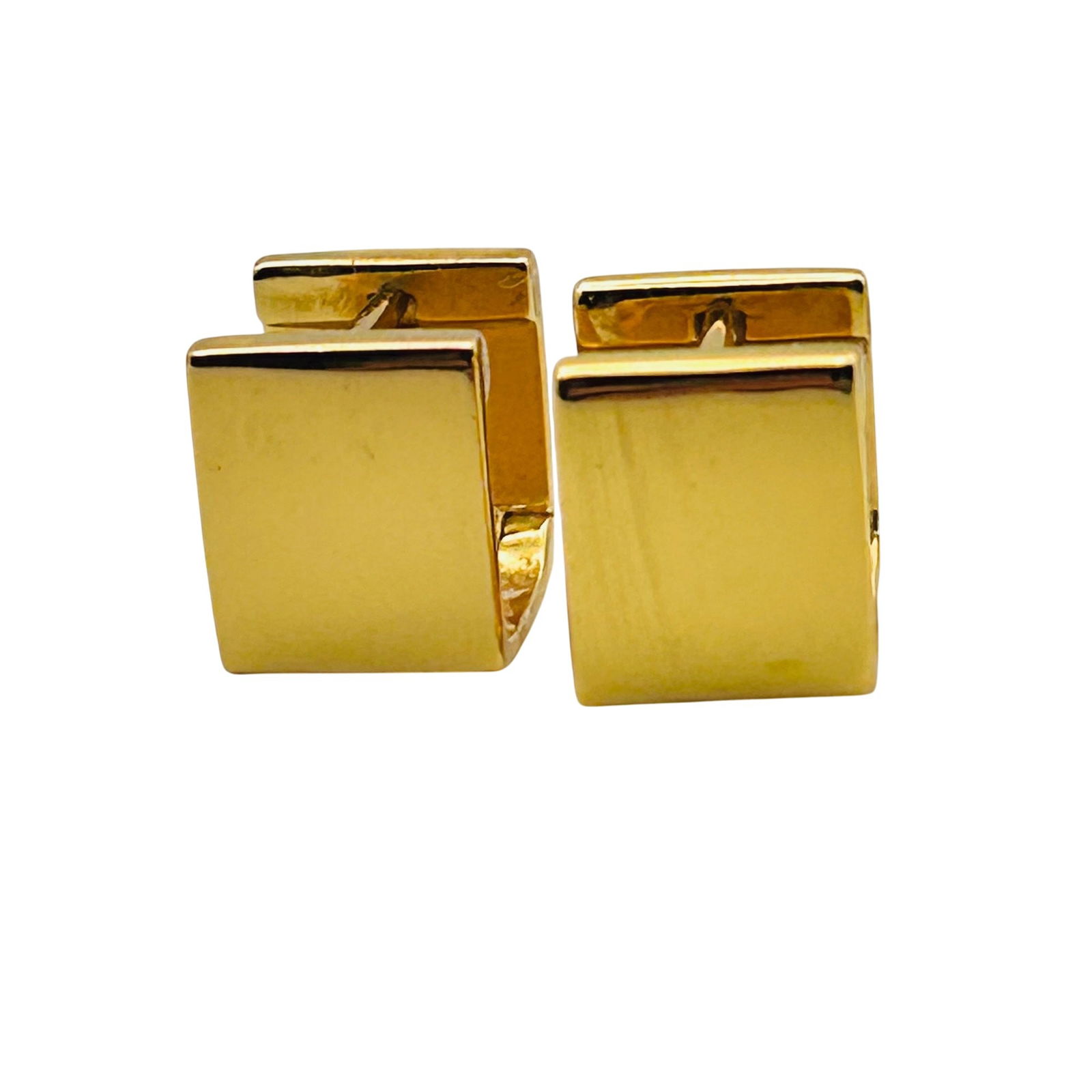 Gold Over Sterling Huggie Box Earrings: Gold over Sterling Huggie box earrings. 4.24 g.