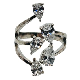 Sterling Multi Rhinestone Ring Size 7