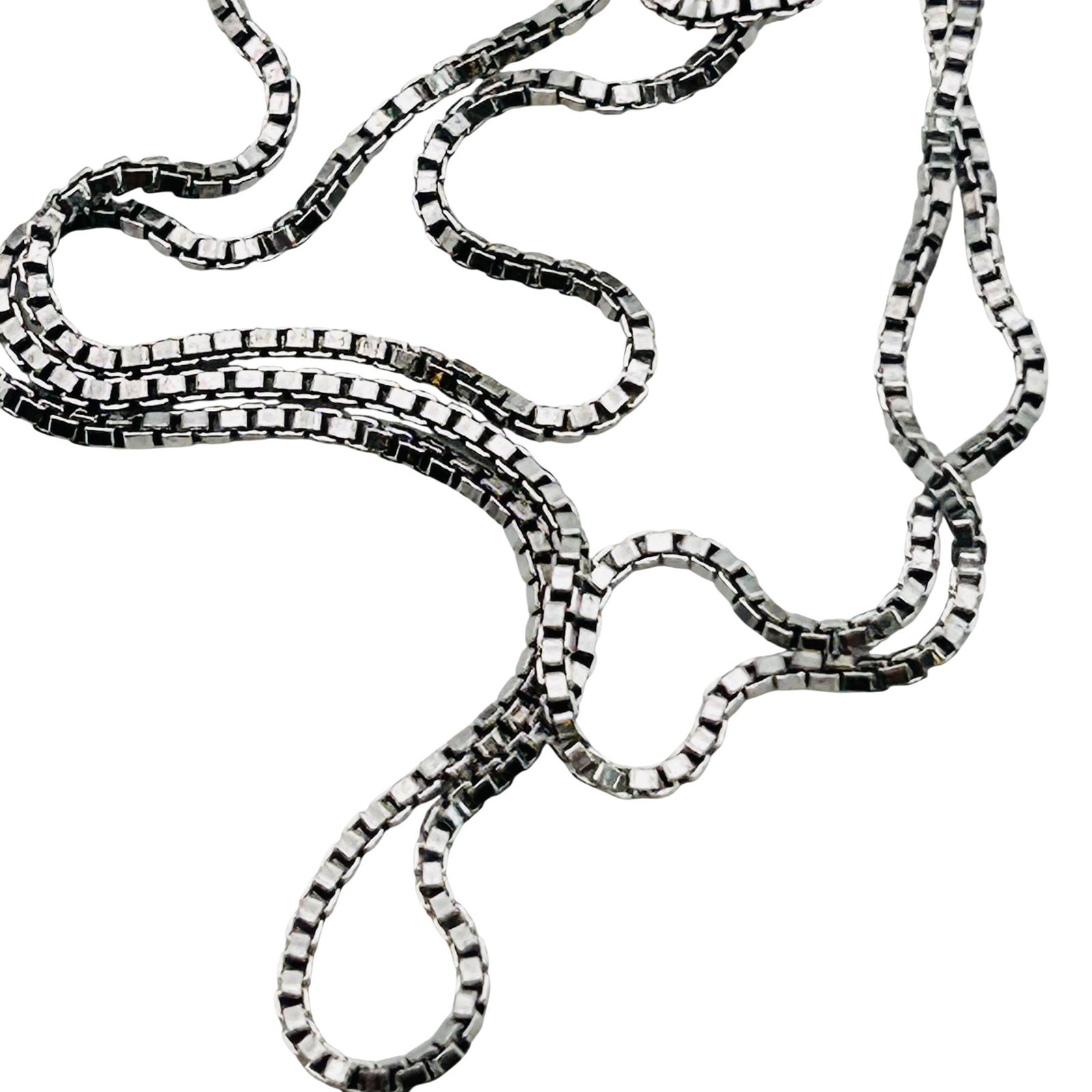 Italy Sterling Box Chain Necklace: Italy Sterling box chain necklace. 2.06 g. 18 inches.