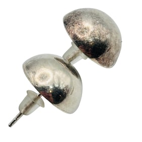 SU Sterling Round Dome Stud Earrings