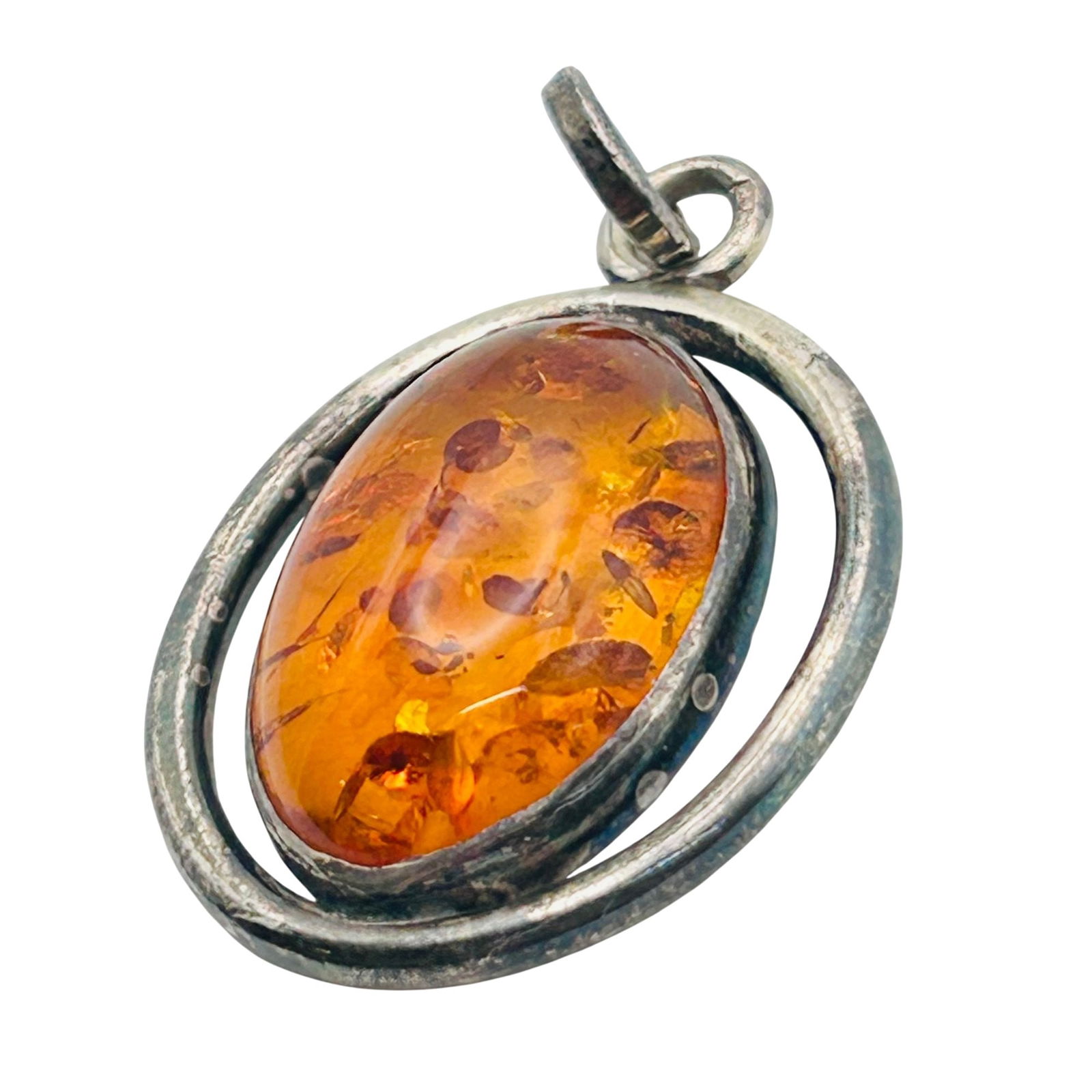 Sterling Amber Round Pendant (1 of 7)