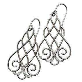 Sterling Diamond Celtic Knot Hook Back Earrings