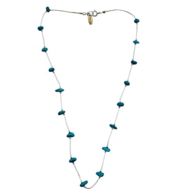 Turquoise Sterling Bead Chain Necklace