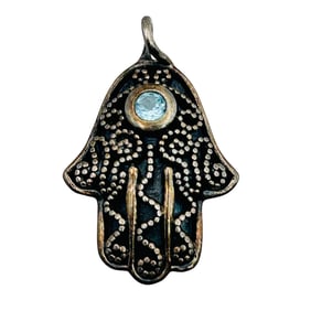 PZ Israel Sterling Topaz Hamsa Hand