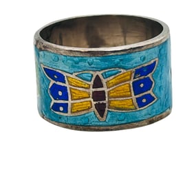 JG SIAM Wide Band Enamel Ring. Size 5