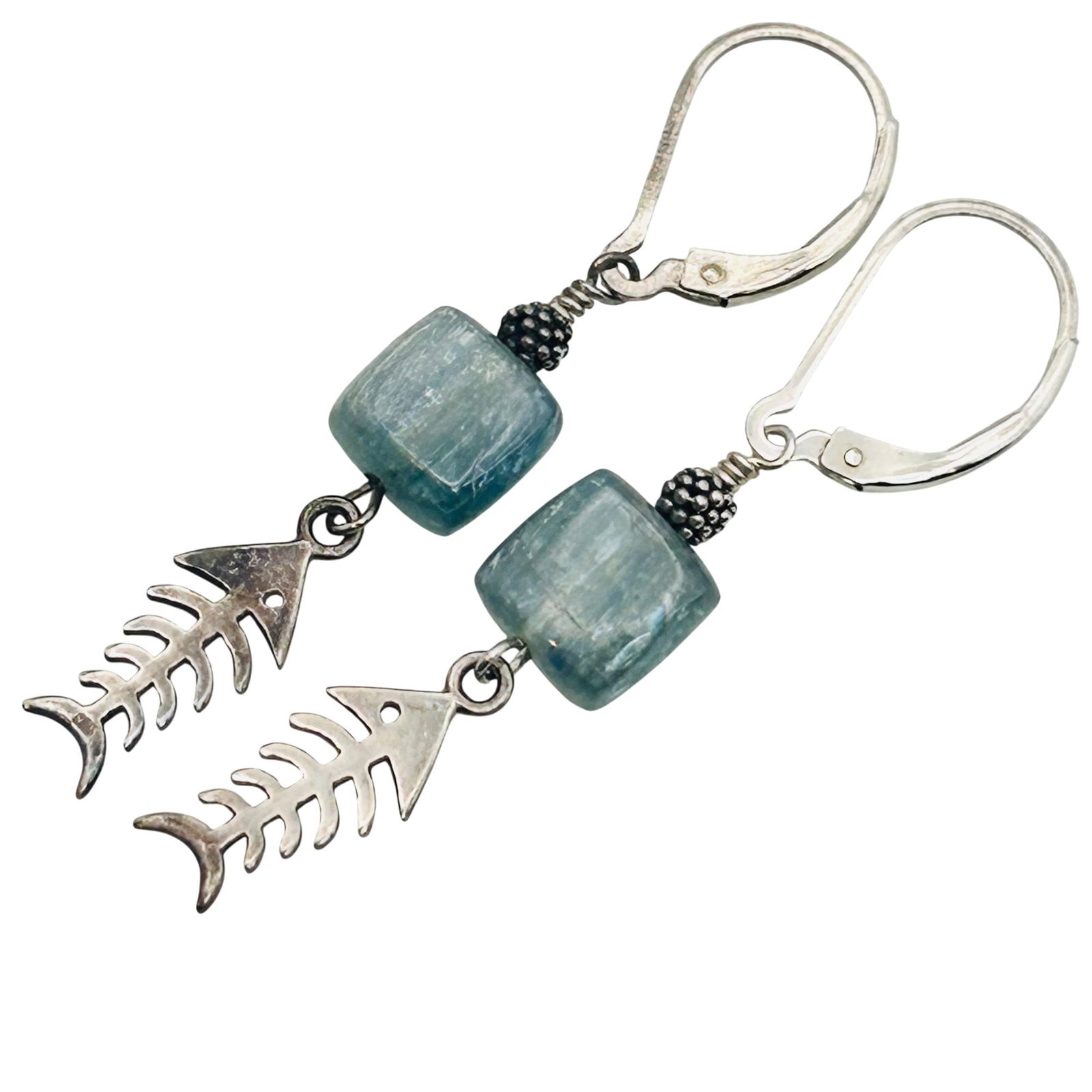 Sterling Jade Fishbone Dangle Earrings (1 of 6)