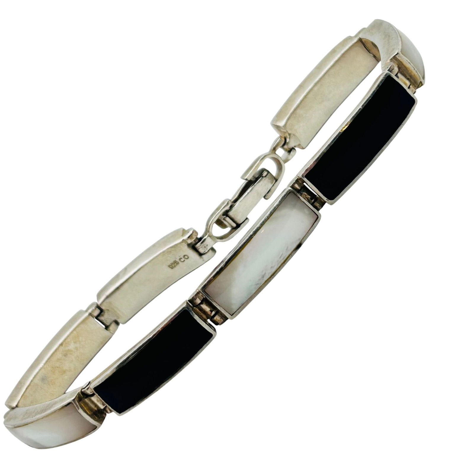 CO Sterling Mother Of Pearl Link Bracelet. 20 (1 of 8)