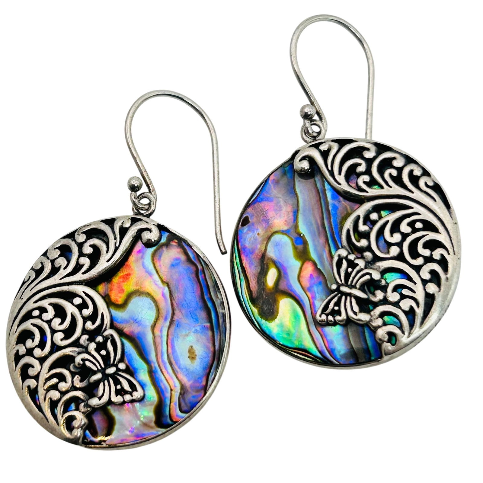RID Sterling Abalone Round Dangle Earrings (1 of 5)