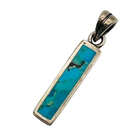 Signed Native Sterling Turquoise Pendant
