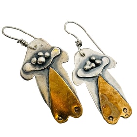 Southwest Sterling And Copper Angel Hook Back Earrings