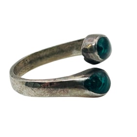 Southwest Sterling Malachite Open Adjustable Ring