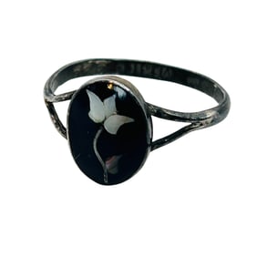 Taxco TC-121 Mexico Sterling Inlay Abalone Flower Ring Size 6