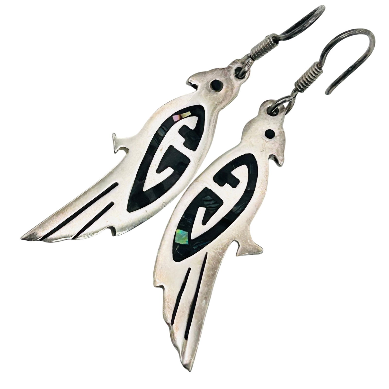 Taxco TL-119 Mexico Sterling Abalone Inlay Earrings (1 of 6)