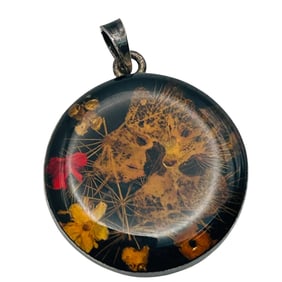 Taxco MF-09 Mexico Sterling Pressed Flower Pendant