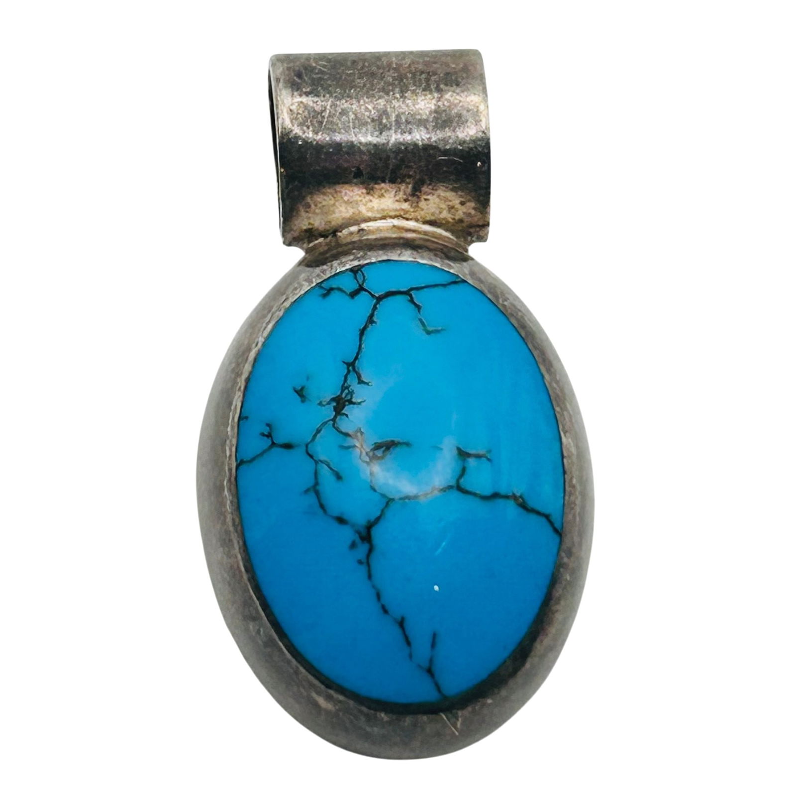 Mexico Sterling Turquoise Pendant: Mexico turquoise sterling pendant. 13.03 g.