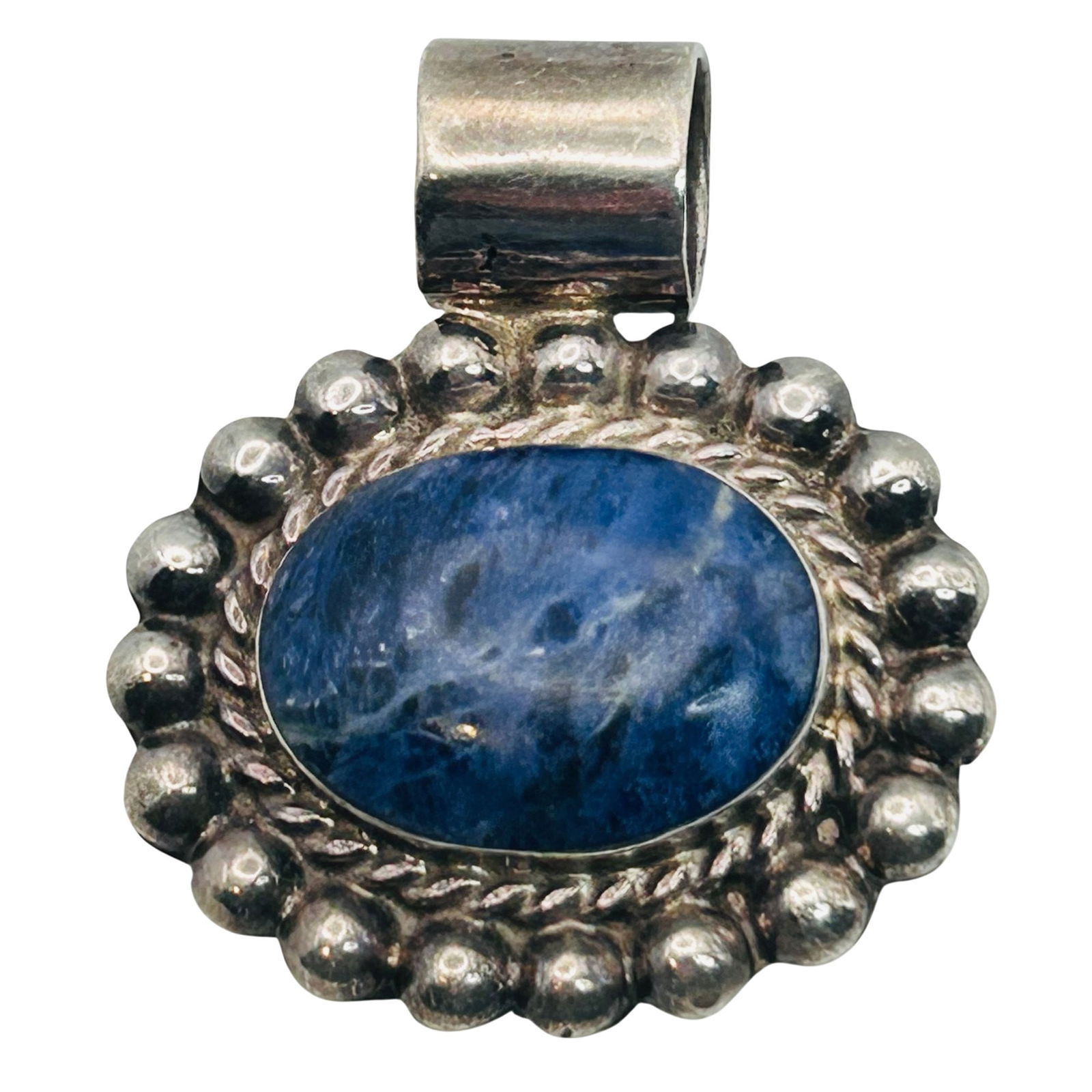 Mexico Sterling Lapis Lazuli Oval Pendant (1 of 5)