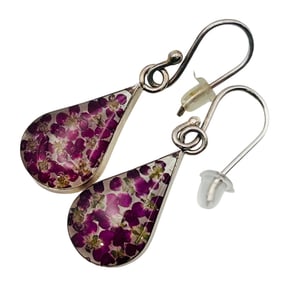 ATI Mexico Sterling Pressed Flower Hook Back Earrings