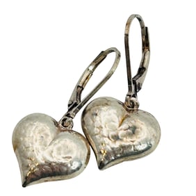 Mexico Sterling Heart Hinge Back Earrings