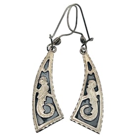 Guatemala 900 Silver Quetzal Bird Earrings