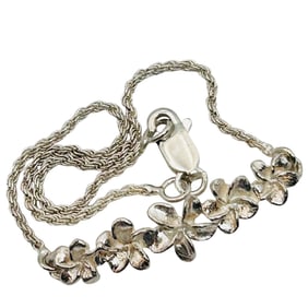 Sterling Rope Chain Flower Bracelet