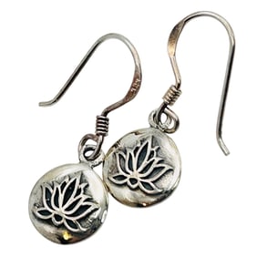 Sterling Lotus Flower Dangle Earrings
