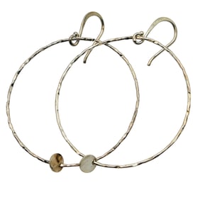 Sterling Hammer Hook Back Hoop Earrings