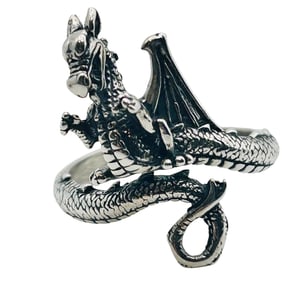 Sterling Adjustable Dragon Ring Size 8