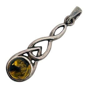 Sterling Amber Celtic Knot Pendant