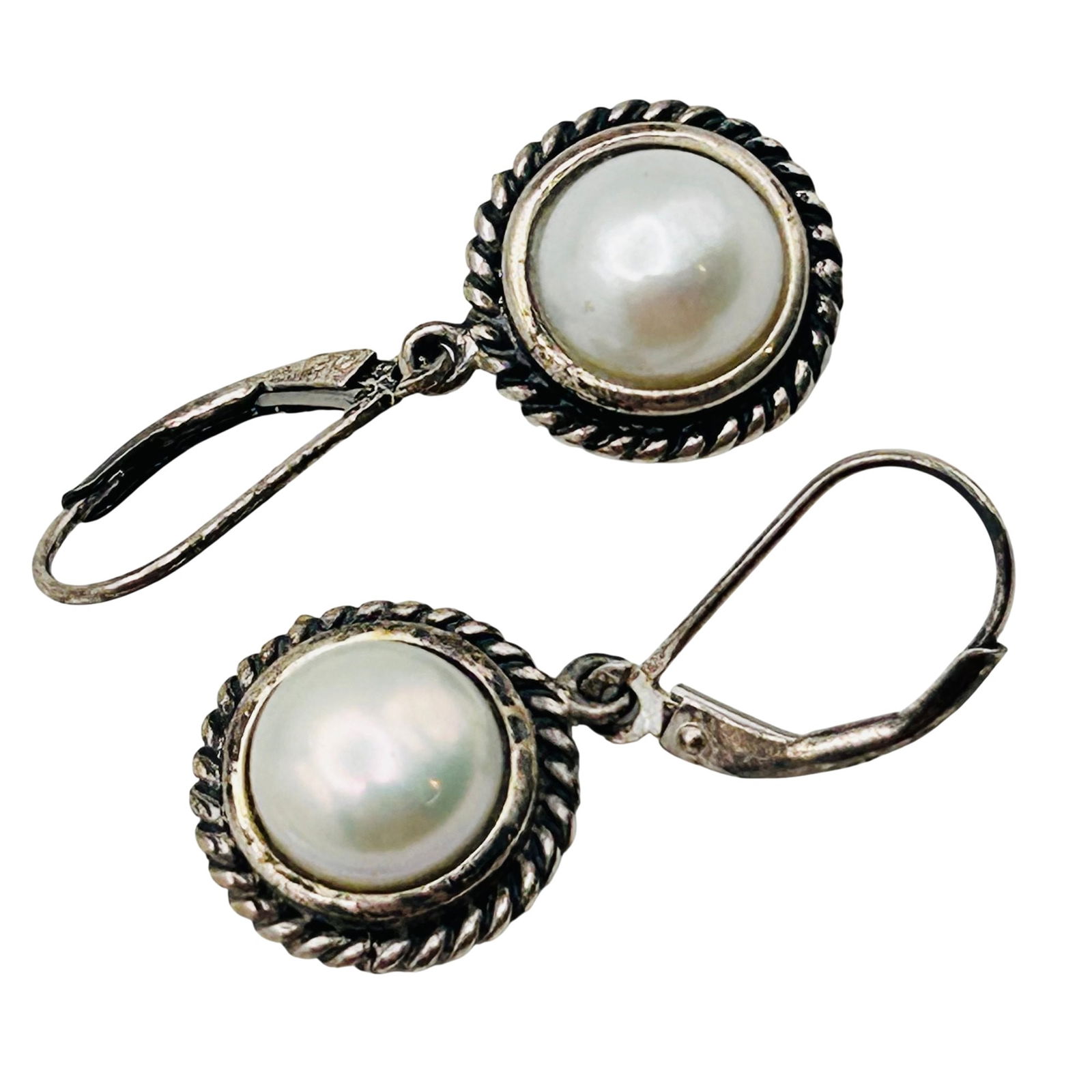 CFJ Sterling Pearl Round Lever Back Earrings (1 of 6)