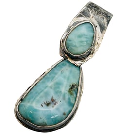 Sterling Larimar Two Stone Pendant