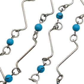 Sterling Turquoise Curvy Chain Adjustable Necklace