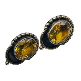 Sterling Citrine Stud Earrings