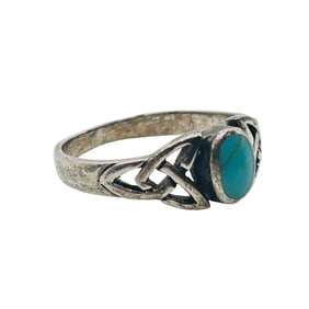 Sterling Turquoise Celtic Knot Ring Size 7