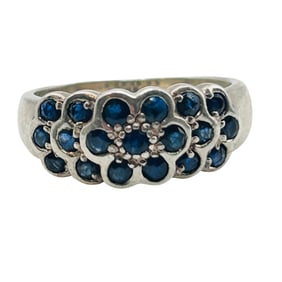 PD Sterling Spinel Flower Design Ring Size 7