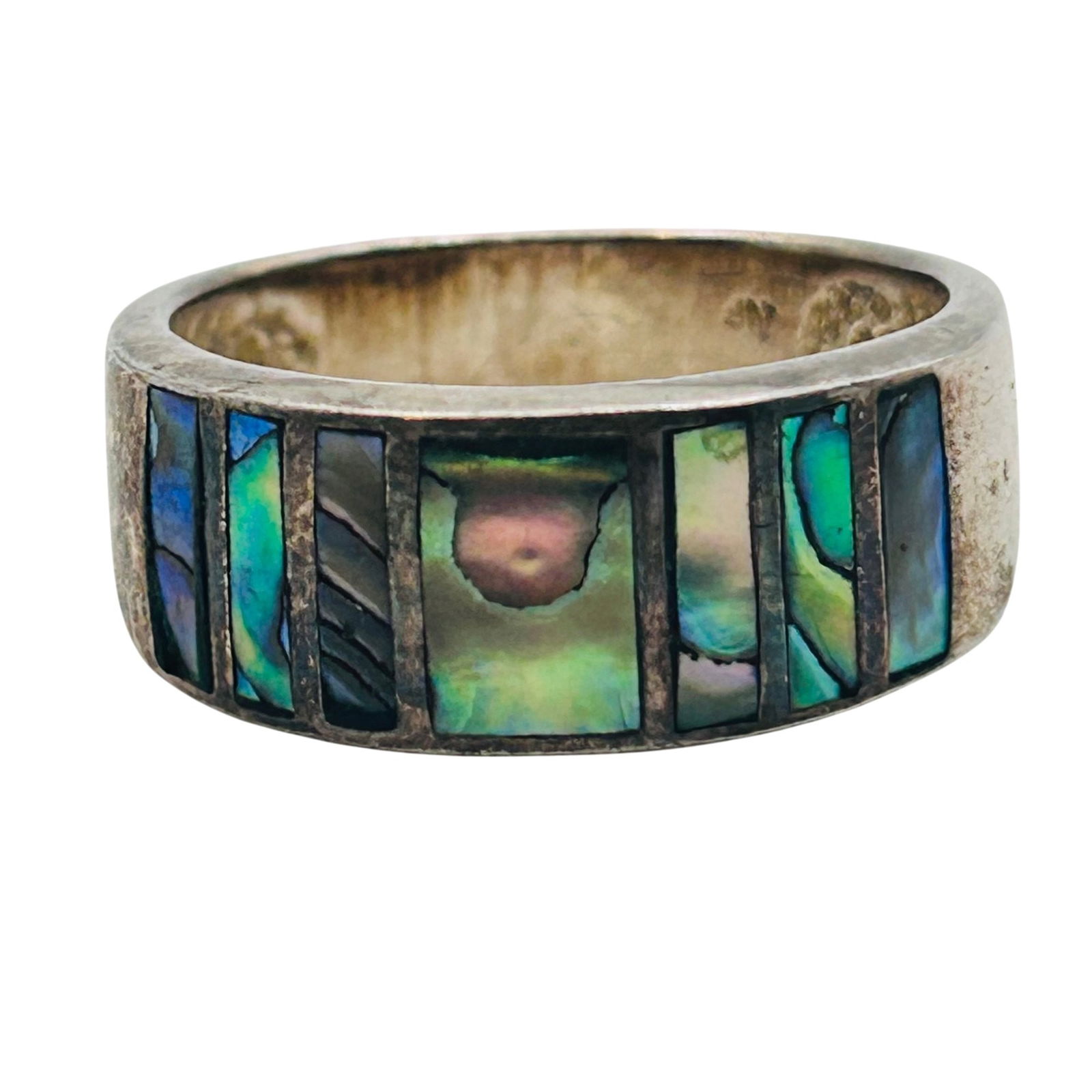 Sterling Inlay Abalone Band Ring. Size 8: ABALONE Sterling ring. Size 8. 5.00g