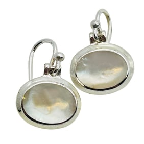 SU Sterling Mother Of Pearl Hook Back Earrings