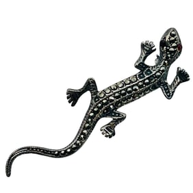 Sterling Marcasite Lizard Brooch