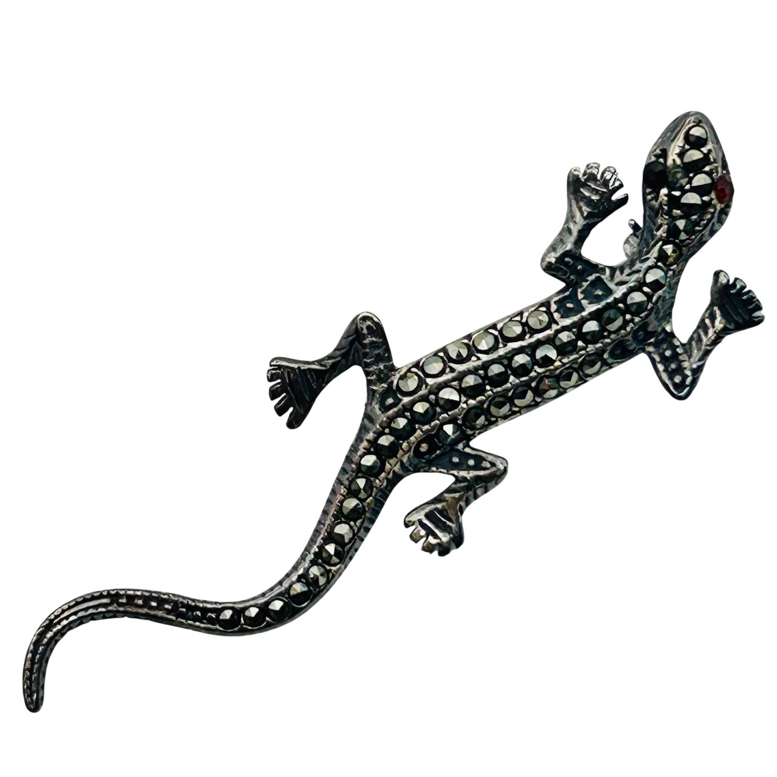 Sterling Marcasite Lizard Brooch (1 of 5)