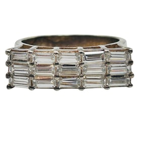 Sterling Rhinestone Baguette Ring, Size 7