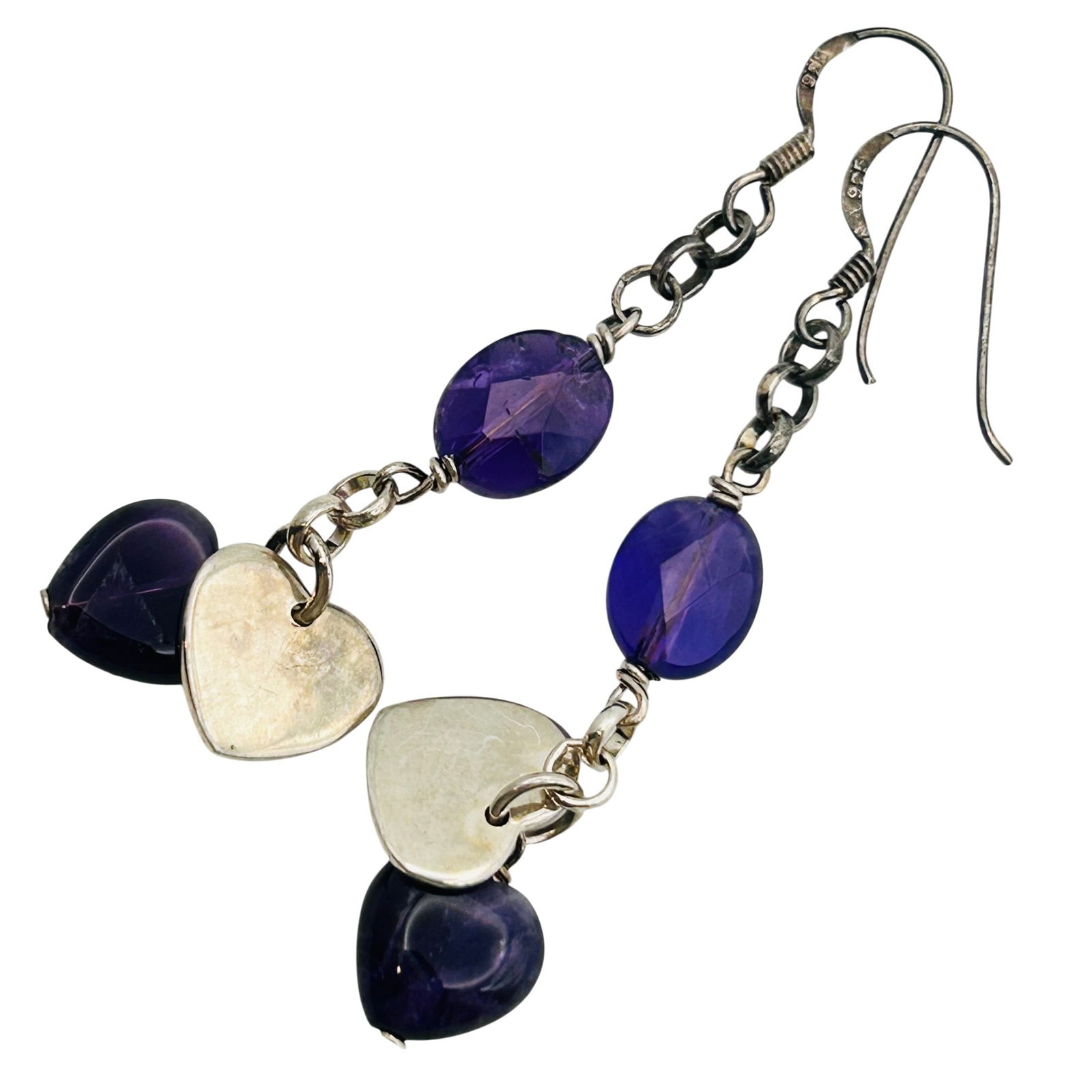 Sterling Amethyst Heart Dangle Earrings (1 of 5)