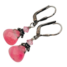 Sterling Rose Quartz Dangle Earrings