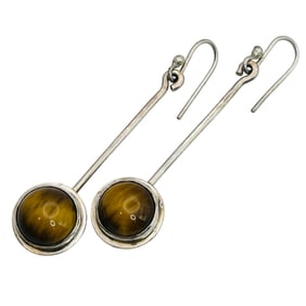 Sterling Tigers Eye Hook Back Earrings