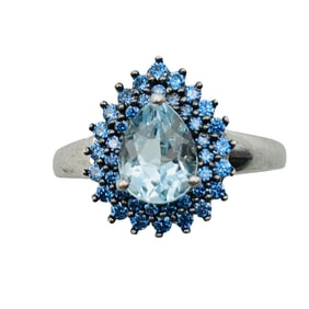 RUF Sterling Topaz Center Stone Teardrop Ring Size 7