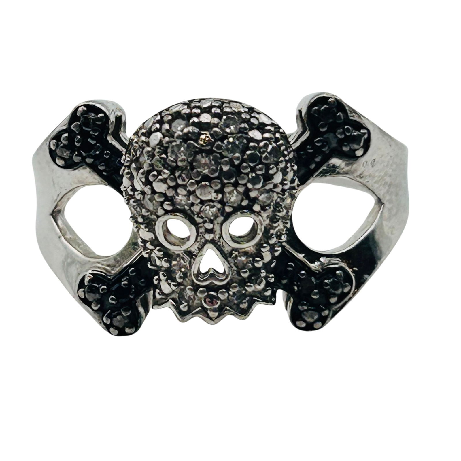 Sterling Diamond Skull Ring Size 8 (1 of 7)