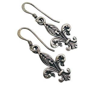 Sterling Fleur- De- Lis Dangle Earrings