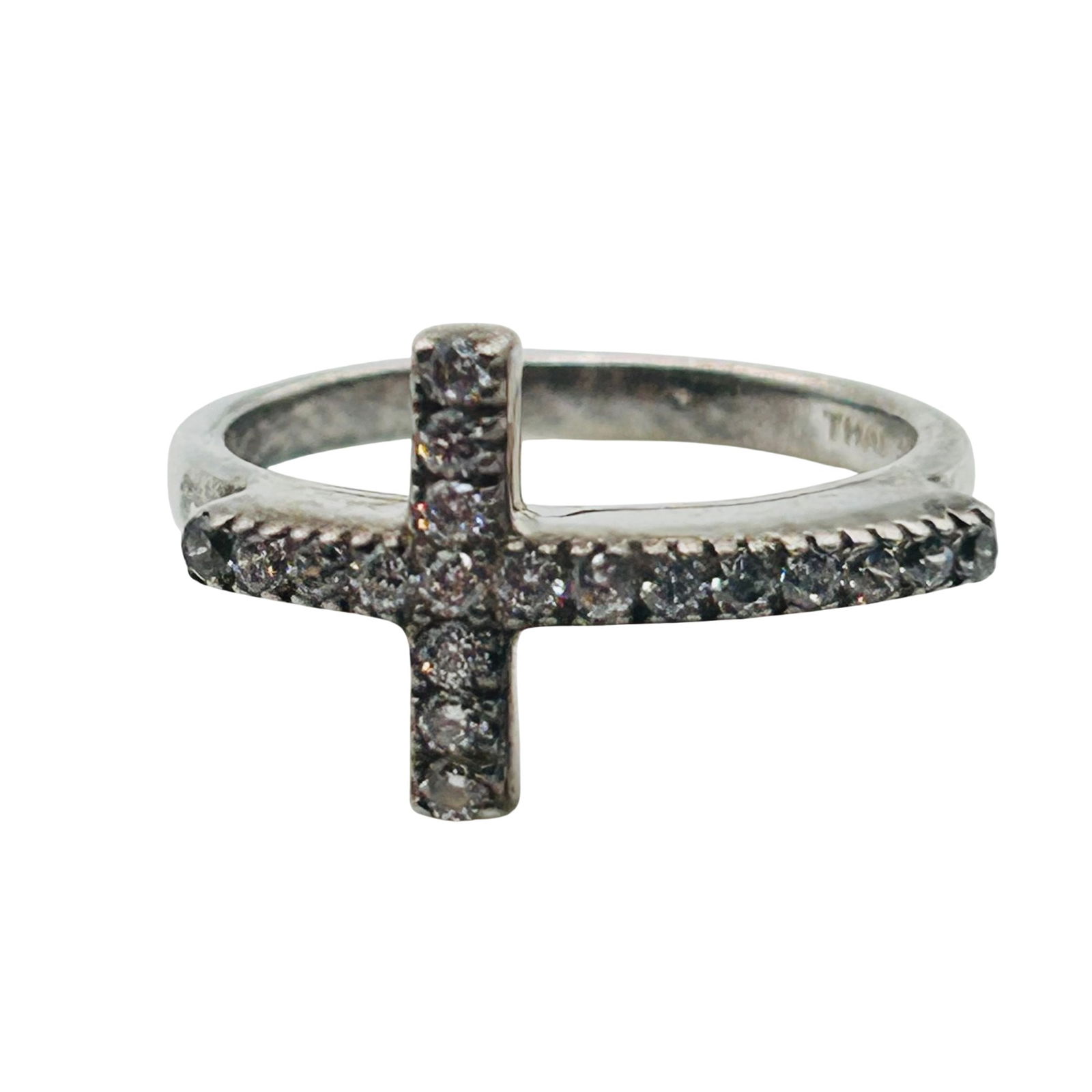 Sterling Rhinestone Cross Ring Size 5 (1 of 7)