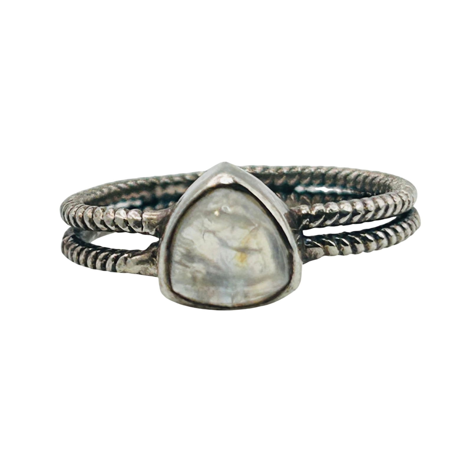 PT Sterling Moonstone Double Band Ring Size 6 (1 of 6)